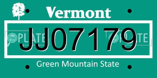 JJ07179 Vermont License Plate