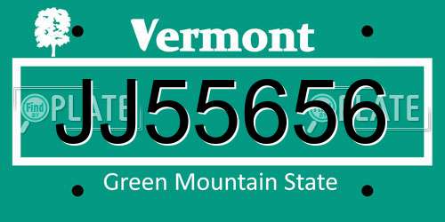JJ55656 Vermont License Plate