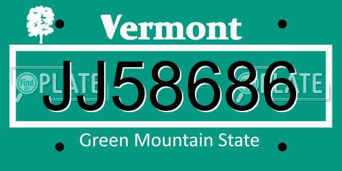 JJ58686 Vermont License Plate