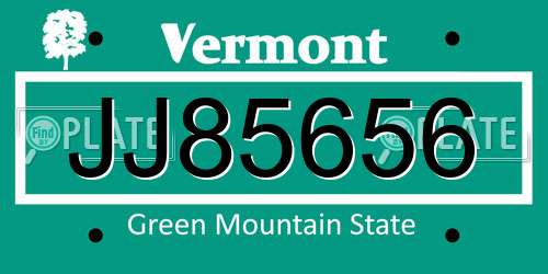 JJ85656 Vermont License Plate