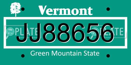 JJ88656 Vermont License Plate