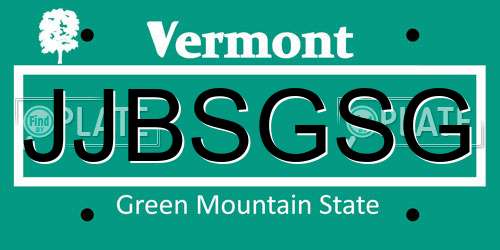 JJBSGSG Vermont License Plate