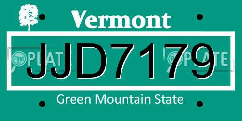 JJD7179 Vermont License Plate