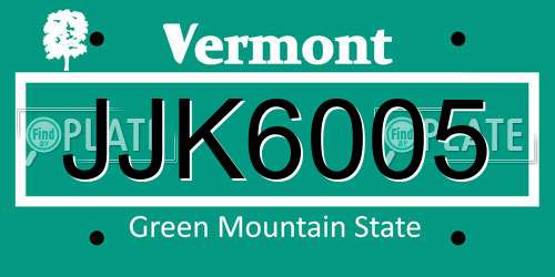 JJK6005 Vermont License Plate