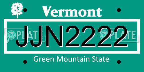 JJN2222 Vermont License Plate