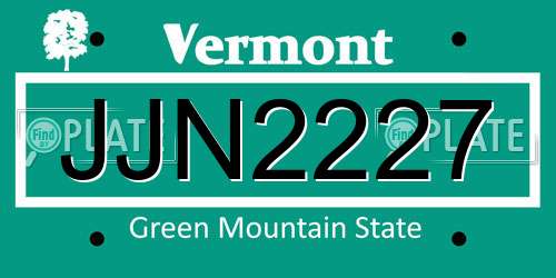 JJN2227 Vermont License Plate