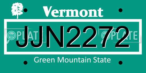 JJN2272 Vermont License Plate