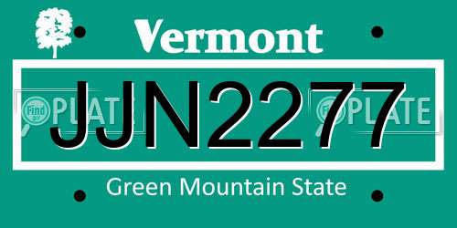 JJN2277 Vermont License Plate