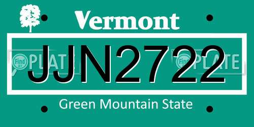 JJN2722 Vermont License Plate