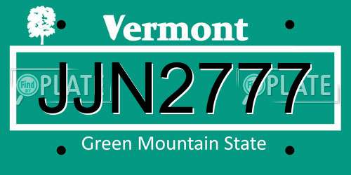 JJN2777 Vermont License Plate