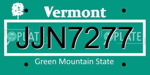 JJN7277 Vermont License Plate