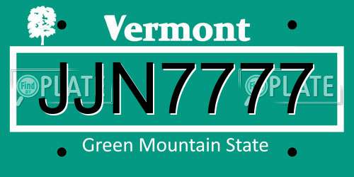 JJN7777 Vermont License Plate