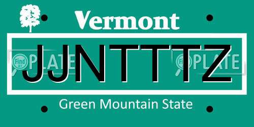 JJNTTTZ Vermont License Plate