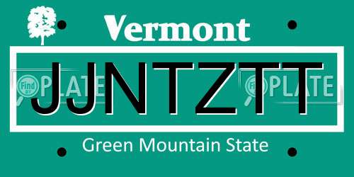 JJNTZTT Vermont License Plate