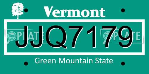 JJQ7179 Vermont License Plate