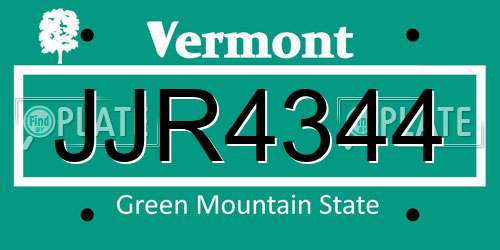 JJR4344 Vermont License Plate