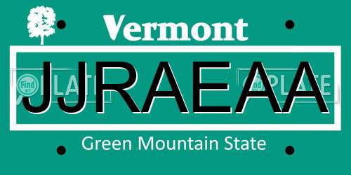 JJRAEAA Vermont License Plate