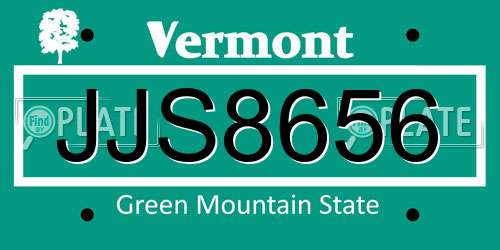 JJS8656 Vermont License Plate