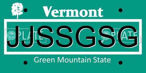 JJSSGSG Vermont License Plate