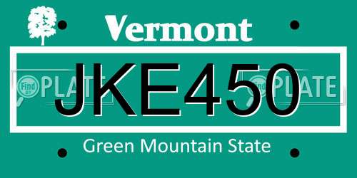 JKE450 Vermont License Plate