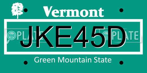 JKE45D Vermont License Plate