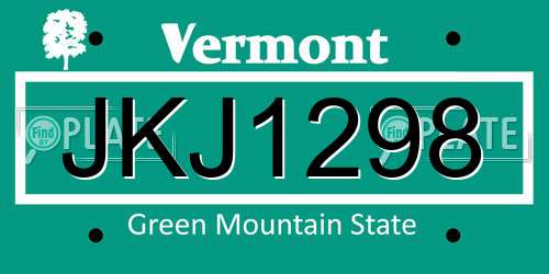 JKJ1298 Vermont License Plate