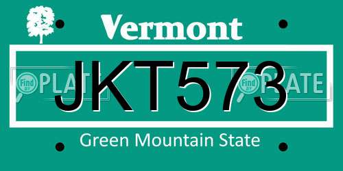 JKT573 Vermont License Plate