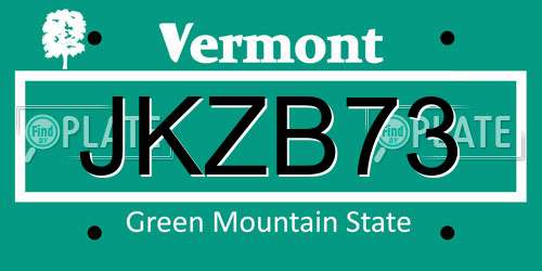 JKZB73 Vermont License Plate