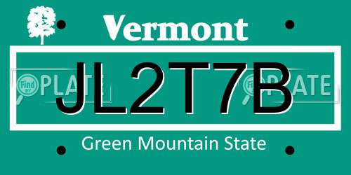 JL2T7B Vermont License Plate