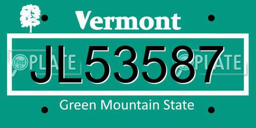 JL53587 Vermont License Plate