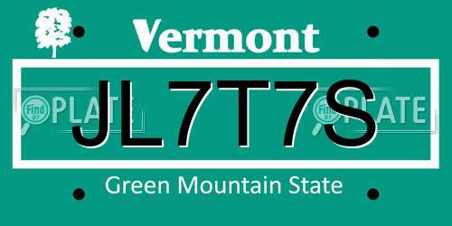 JL7T7S Vermont License Plate