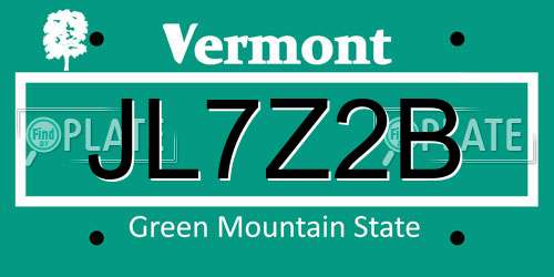 JL7Z2B Vermont License Plate