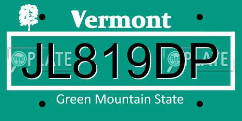 JL819DP Vermont License Plate