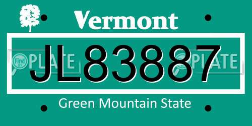 JL83887 Vermont License Plate