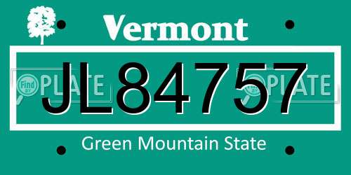 JL84757 Vermont License Plate