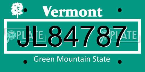 JL84787 Vermont License Plate