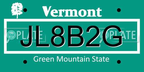 JL8B2G Vermont License Plate