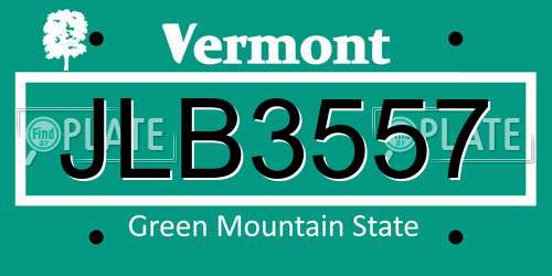 JLB3557 Vermont License Plate