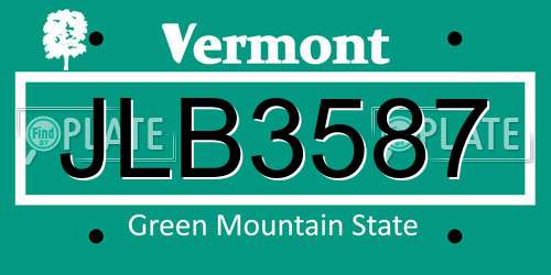 JLB3587 Vermont License Plate