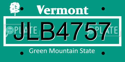 JLB4757 Vermont License Plate