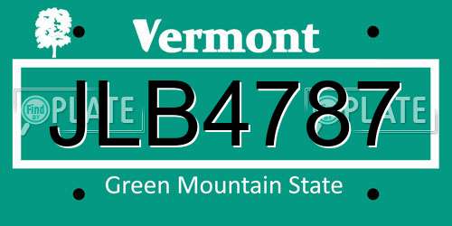 JLB4787 Vermont License Plate
