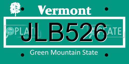 JLB526 Vermont License Plate