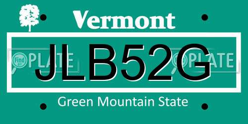 JLB52G Vermont License Plate