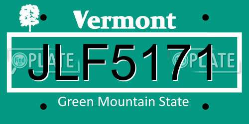 JLF5171 Vermont License Plate