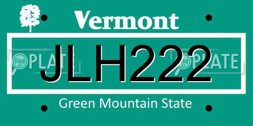 JLH222 Vermont License Plate