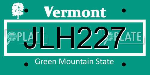 JLH227 Vermont License Plate