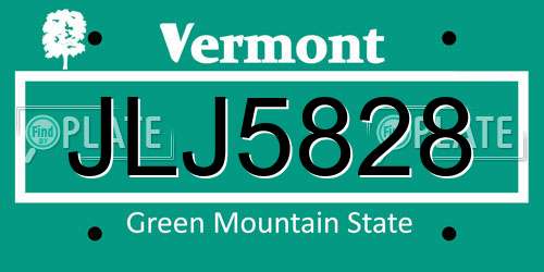 JLJ5828 Vermont License Plate
