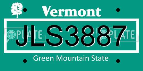 JLS3887 Vermont License Plate
