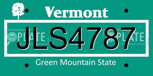 JLS4787 Vermont License Plate
