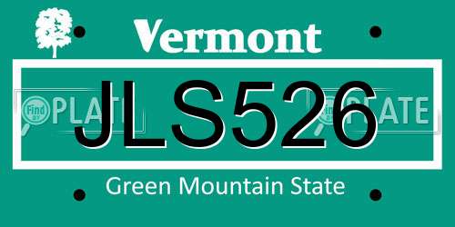 JLS526 Vermont License Plate